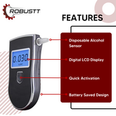 Robustt Alcohol Tester Black Advance Digital LCD Display Portable Breathalyzer with 5 Mouthpieces (Model 1)